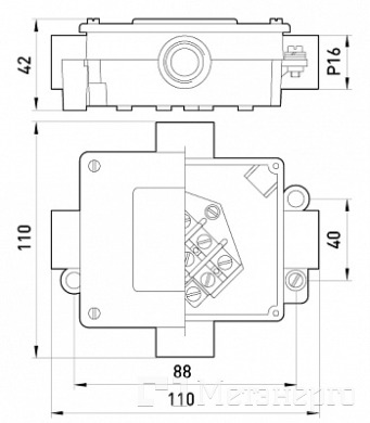 021 Коробка монтажная металлическая Р16/4 IP 44 400 B 5*4 - Метэнерго