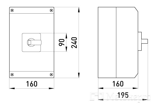 i0360019 Пакетный переключатель в корпусе e.industrial.sb.1-0-2.3.63, 3р, 63А (1-0-2) - Метэнерго