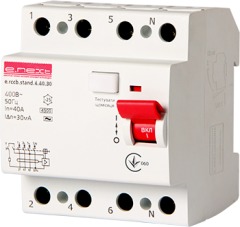 s034003 Выключатель дифференциального тока e.rccb.stand.4.25.30 4р, 25А, 30mA – Устройства защитного отключения (УЗО) - Метэнерго