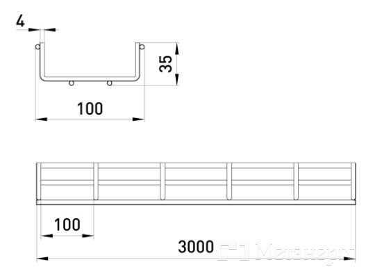 ATK-10-04 Кабельный лоток 100х35 4.0 мм, длина 3 м - Метэнерго