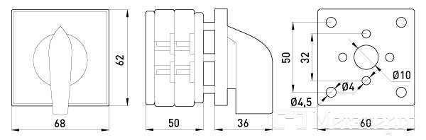 8811-200 Пакетний перемикач LK63/2.211-ZP/45 щитовий, з передньою панеллю, 2p, 0-1, 63А - Метенерго