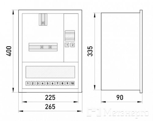 s0100066 Шкаф распределительный e.mbox.stand.w.f1.10.z.e под однофазный электронный счетчик+ 10 мод. встраиваемый замком - Метэнерго