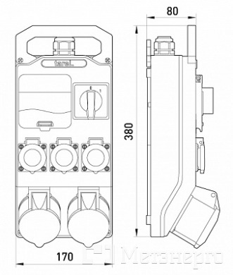 330 Монтажний набір - вікно 4-мод. 2x32A 3P+N+Z .3x16A 2P+Z - Метенерго 330 Монтажний набір - вікно 4-мод. 2x32A 3P+N+Z .3x16A 2P+Z - Метенерго