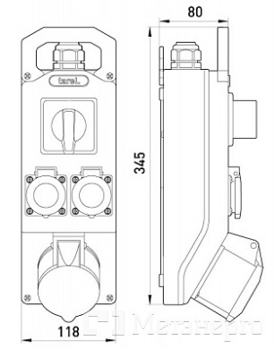 375 Монтажний набір вим.16А 3Р+Z 400V 2x16 2P+Z 250V - Метенерго