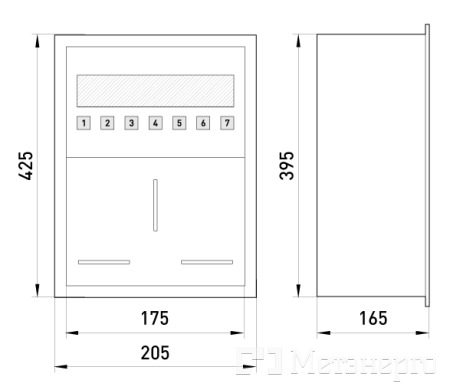 RW-1-P Z Шафа розподільна e.mbox.RW-1-P-Z металічна, що вбудовується, під 1-ф. лічильник, 6 мод., з замком, 395х175х165 мм - Метенерго