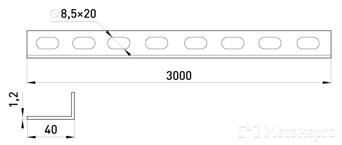 ASEP-4-12 Перегородка ASEP- 4-12, 40 мм, товщина 1,2 мм, довжина 3,0 м. - Метенерго