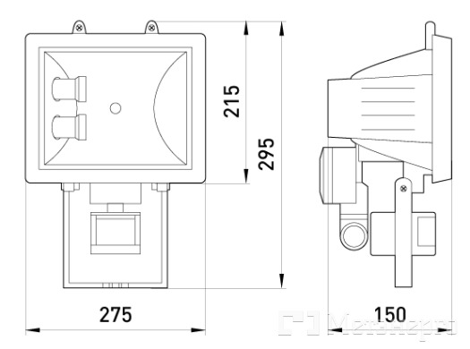 l0700002 Прожектор з датчиком руху e.save.light.2e27move.1000.black під енергозберігаючу лампу, 2 патрона Е27, чорний - Метенерго l0700002 Прожектор з датчиком руху e.save.light.2e27move.1000.black під енергозберігаючу лампу, 2 патрона Е27, чорний - Метенерго