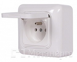 220/2 Розетка з з/к, зовнішній монтаж+кришка, 220В S, 16A 2P+Z - Метенерго 220/2 Розетка з з/к, зовнішній монтаж+кришка, 220В S, 16A 2P+Z - Метенерго