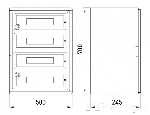 CP5106 Шафа удароміцна з АБС-пластика e.plbox.500.700.245.88m.blank, 500х700х245мм, IP65 з панеллю під 88 модулів - Метенерго CP5106 Шафа удароміцна з АБС-пластика e.plbox.500.700.245.88m.blank, 500х700х245мм, IP65 з панеллю під 88 модулів - Метенерго