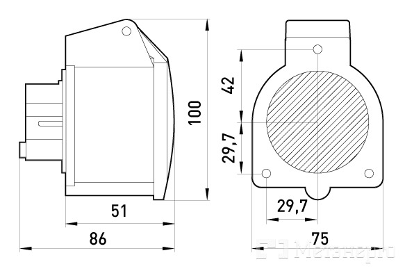 053 Силовая розетка, встраиваем. 3Р+N+Z, 400В, 16А, IP44 - Метэнерго 053 Силовая розетка, встраиваем. 3Р+N+Z, 400В, 16А, IP44 - Метэнерго