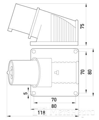 3629-220 Силовая вилка стационарная 2Р+Z, 250В,16A,IP44 - Метэнерго 3629-220 Силовая вилка стационарная 2Р+Z, 250В,16A,IP44 - Метэнерго