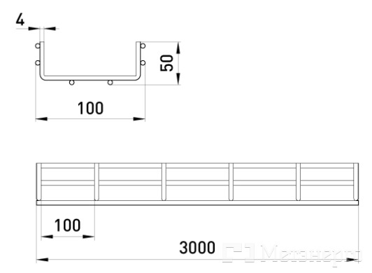 ATK-10-14 Кабельный лоток 100х50 4.0 мм, длина 3 м - Метэнерго