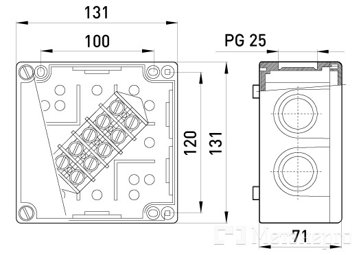 038 Коробка монтажна пластикова 6, IP44, 380 В, 5*10 - Метенерго 038 Коробка монтажна пластикова 6, IP44, 380 В, 5*10 - Метенерго