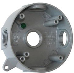 i0530011 Коробка монтажная металлическая e.industrial.pipe.db.round.thread.5.x.3/4", круглая на 5 резьбовых вводов для труб 3/4" - Метэнерго