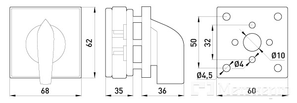8661-200 Пакетный переключатель LK40/1.216-ZP/45 щитовой с передней панелью 1p 0-1 40А - Метэнерго 8661-200 Пакетный переключатель LK40/1.216-ZP/45 щитовой с передней панелью 1p 0-1 40А - Метэнерго