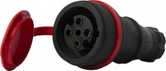 s9100036 Силова розетка переносна с захистною кришкою каучукова e.socket.rubber.061.16, 4п., 16А - Метенерго