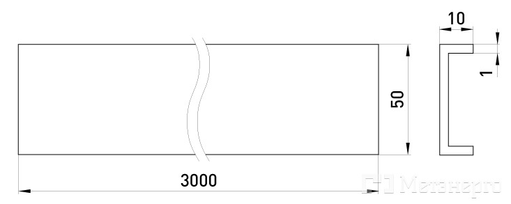 A05-K-10 Кришка лотка 50 мм, 3 м, товщ. 1,0 мм. - Метенерго
