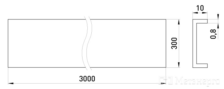 A30-K-08 Кришка лотка 300 мм, 3 м, товщ. 0,8 мм. - Метенерго A30-K-08 Кришка лотка 300 мм, 3 м, товщ. 0,8 мм. - Метенерго