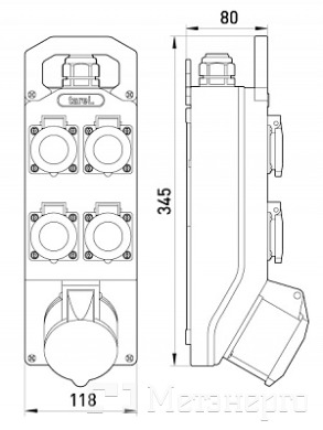 390 Монтажний набір 32А 3Р+N+Z 400V 4x16 2P+Z 250V - Метенерго