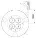 s042072 Подовжувач e.es.ring4.4.3.z.h.b рулеточного типу, в круглому корпусі 4, 4 гнізда, 3м, з з/к, з захистом від перевантажень, baby protect, провід 3х1,5кв.мм - Метенерго