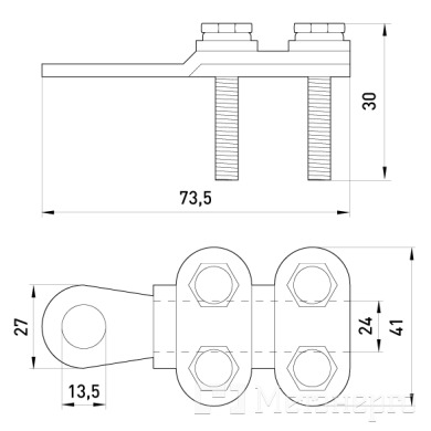 s0170007 Наконечник кабельный e.end.stand.clamp.150.185 на винтах - Метэнерго s0170007 Наконечник кабельный e.end.stand.clamp.150.185 на винтах - Метэнерго