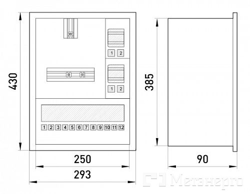 s0100070 Шафа e.mbox.stand.w.f1.16.z.e металева, під 1-ф електронний лічильник, 16 мод., що вбудовується, з замком - Метенерго s0100070 Шафа e.mbox.stand.w.f1.16.z.e металева, під 1-ф електронний лічильник, 16 мод., що вбудовується, з замком - Метенерго