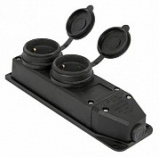 s9100038 Розетка подвійна с захистною кришкою каучукова e.socket.rubber.029.2.16.s, з з/к, 16А, з вимикачем - Метенерго