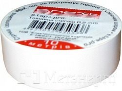p0450004 Ізолента e.tape.pro.10.white із самозатухаючого ПВХ, біла (10м) - Метенерго