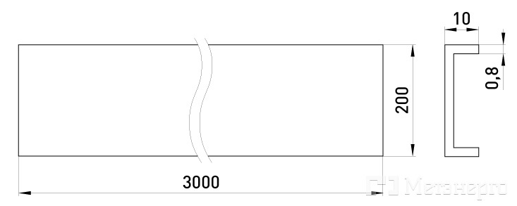 A20-K-08 Кришка лотка 200 мм, 3 м, товщ. 0,8 мм. - Метенерго A20-K-08 Кришка лотка 200 мм, 3 м, товщ. 0,8 мм. - Метенерго