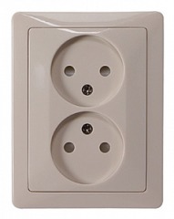 ins0040066 Комплект e.lux.1222L.2gz.ivory розетки двойной без з/к, "слоновая кость" - Метэнерго