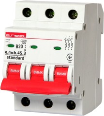 s001026 Модульный автоматический выключатель e.mcb.stand.45.3.B16, 3p, 16A, B, 4,5 кA - Метэнерго