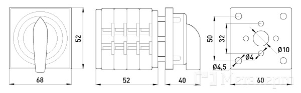 8425-200 Пакетный переключатель LK25/4.322-ZК/45 щитовой с передней панелью (пломбируемый) 3p 0-1-2 25А - Метэнерго