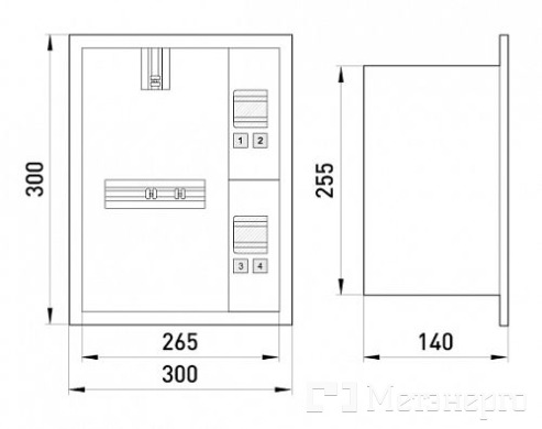 s0100002 Шафа e.mbox.stand.w.f1.04.z металева, під 1-ф. лічильник, 4 мод., що вбудовується, з замком - Метенерго s0100002 Шафа e.mbox.stand.w.f1.04.z металева, під 1-ф. лічильник, 4 мод., що вбудовується, з замком - Метенерго