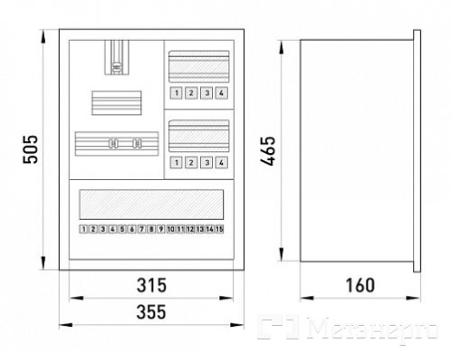 s0100012 Шкаф распределительный e.mbox.stand.w.f3.24.z под трехфазный счетчик+ 24 мод. встраиваемый замком - Метэнерго