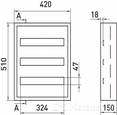 s0100219 Корпус металлический e.mbox.pro.n.54z IP54 навесной на 54 модуля с замком - Метэнерго