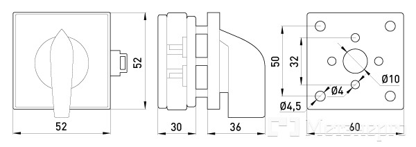 8467-200 Пакетный переключатель LK25/1.216-SP/45 щитовой на DIN - рейку 1p 0-1 25А - Метэнерго