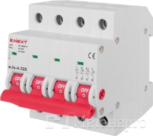 p008028 Вимикач навантаження на DIN-рейку e.is.4.125, 4р, 125А - Метенерго