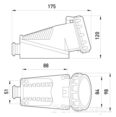 2646-137 Силовая розетка стационарная 3Р+N+Z, 400В, 32А, IP67 - Метэнерго