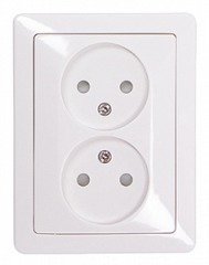 ins0020065 Комплект e.lux.1222L.2gz.white.shrink розетки двойной без з/к , белый (запаяный в п/э) - Метэнерго