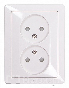 ins0020065 Комплект e.lux.1222L.2gz.white.shrink розетки двойной без з/к , белый (запаяный в п/э) - Метэнерго