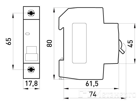 s001002 Модульний автоматичний вимикач e.mcb.stand.45.1.B2, 1p, 2A, B, 4,5 кA - Метенерго