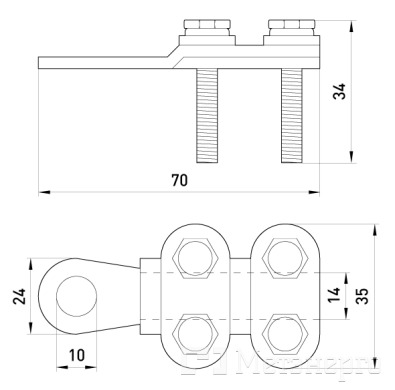 s0170004 Наконечник кабельный e.end.stand.clamp.70.95 на винтах - Метэнерго s0170004 Наконечник кабельный e.end.stand.clamp.70.95 на винтах - Метэнерго