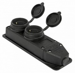s9100026 Розетка подвійна с захистною кришкою каучукова e.socket.rubber.029.2.16, з з/к, 16А - Метенерго