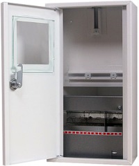 s0100049 Шкаф e.mbox.stand.n.f1.08.z.е металлический, под 1-ф. электронный счетчик, 8 мод., навесной, с замком - Метэнерго