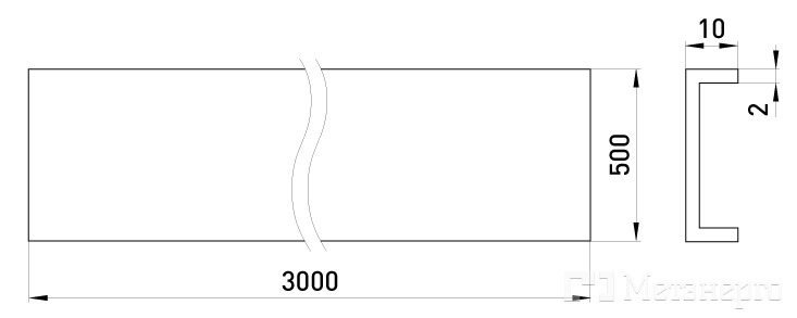 A50-K-20 Кришка лотка 500 мм, 3 м, товщ. 2,0 мм. - Метенерго A50-K-20 Кришка лотка 500 мм, 3 м, товщ. 2,0 мм. - Метенерго