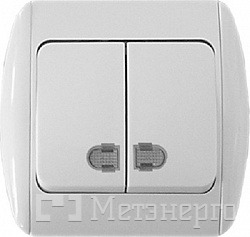 s035002 Вимикач e.install.stand.812L двохклавішний з підсвіткою - Метенерго