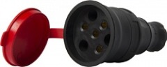 s9100029 Силова розетка переносна с захистною кришкою каучукова e.socket.rubber.031.25, 4п., 25А - Метенерго