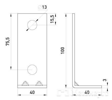 A5-6-10 Тримач лотка L:100 кутовий - Метенерго A5-6-10 Тримач лотка L:100 кутовий - Метенерго