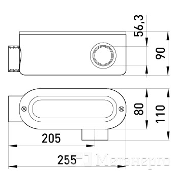 i0540006 Соединитель ревизионный Г-образный e.industrial.pipe.db.revise.elbow.2" для труб 2" - Метэнерго