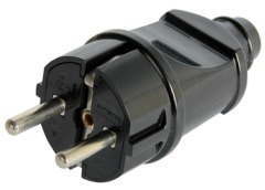s9100003 Вилка бытовая e.plug.straight.004.16,з з/к, 16А прямая чёрная - Метэнерго